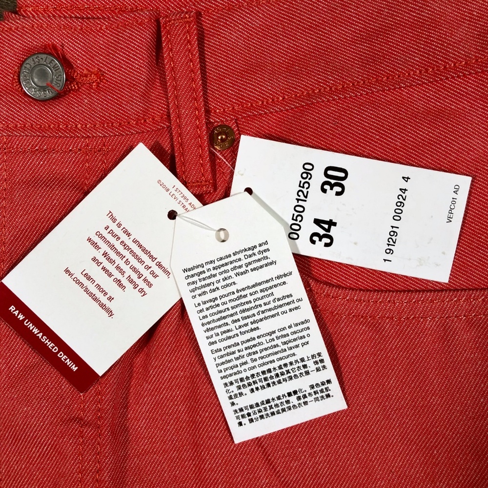 Levi's Pink 501 Original Shrink-To-Fit Jeans 34x32 - Picture 5 of 8